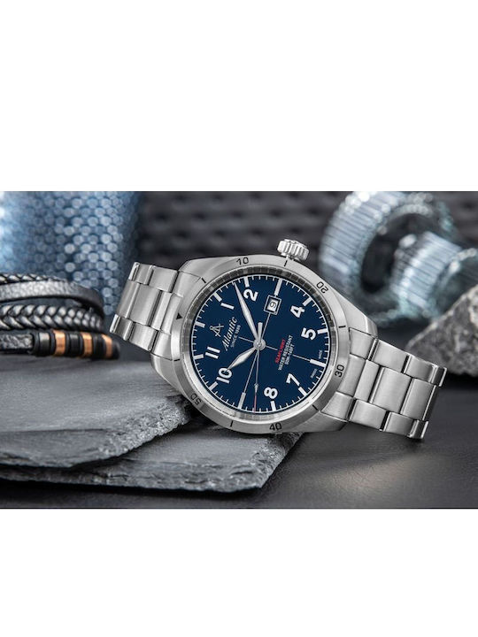 Men's Watch 44mm Battery with Silver Stainless Steel Bracelet