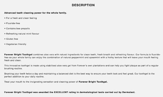 Forever Living Οδοντόκρεμα Χωρίς Φθόριο κατά της Πλάκας