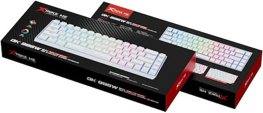Xtrike Me GK-995W Ασύρματο Gaming Μηχανικό Πληκτρολόγιο 60% με RGB φωτισμό (Αγγλικό US) Λευκό