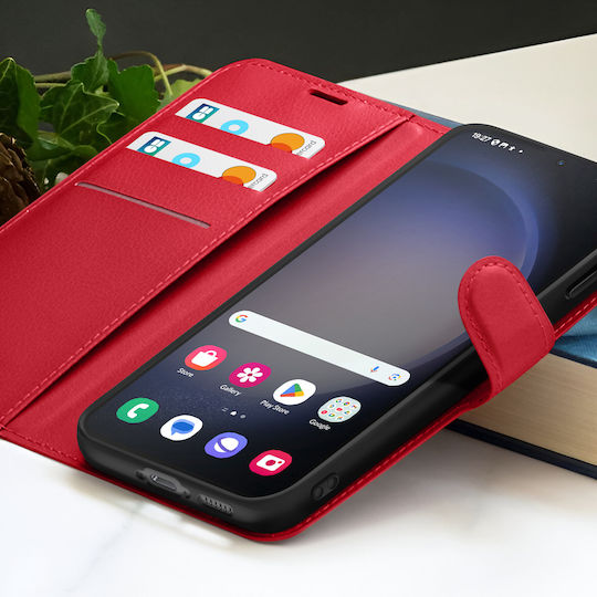 Zanaé Wallet Case Galaxy S23 Stand Function Magnetic Flap Red