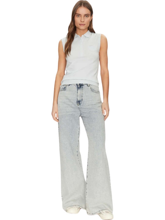 Women's Sleeveless Polo Light Blue Blouse