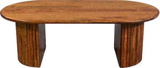 Round Central Coffee Table Made of Solid Wood Beige W120xD60xH40cm