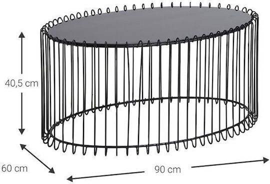 Round Central Coffee Table Temporal Oval Glass Mauro M90xW60xH40.5cm
