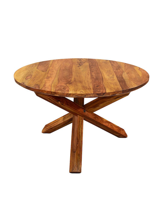 Στρογγυλό Τραπέζι Τραπεζαρίας από Μασίφ Ξύλο 120x120x76εκ.