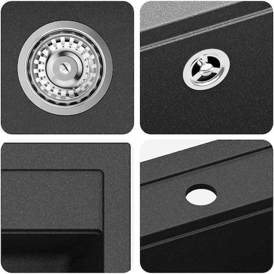 vidaXL 42028388 Ένθετος από Συνθετικό Γρανίτη Μ79.5xΠ50.5cm Μαύρος