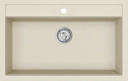 vidaXL Inset Kitchen Sink Made of Liquid Granite M79.5xP50.5cm Beige