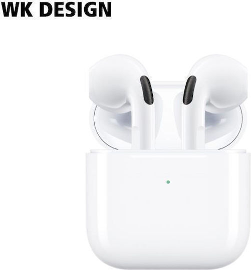 WK V04 In-ear Bluetooth Handsfree Ακουστικά με Θήκη Φόρτισης Λευκά