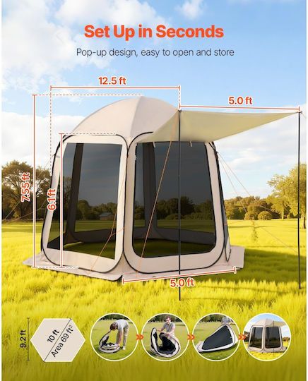 Vevor Summer Camping Tent Beige For 8 People 303x265x230cm