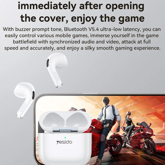 Yesido TWS31 Earbud Bluetooth Handsfree Ακουστικά με Θήκη Φόρτισης Λευκά