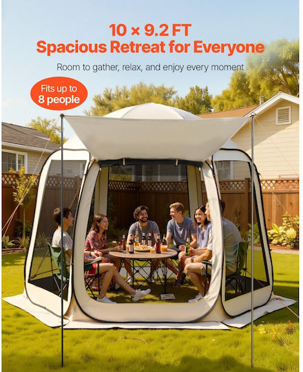 Vevor Summer Camping Tent Beige For 8 People 303x265x230cm