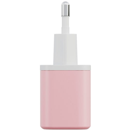 Bazic Φορτιστής GaN με Θύρα USB-A και Θύρα USB-C και Καλώδιο USB-C - USB-C 35W Power Delivery / Quick Charge 3.0 Ροζ (Goport Velox Kit)