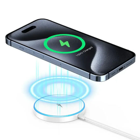 Hyperloq Ασύρματος Φορτιστής (Qi Pad) 15W Λευκός (NeoCharger)