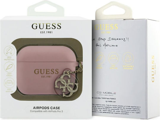 Guess Θήκη Σιλικόνης σε Ροζ χρώμα για Apple AirPods Pro 3