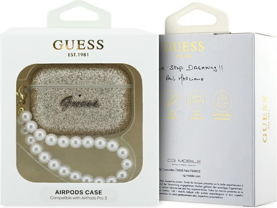 Guess Hülle Kunststoff in Gold Farbe für Apple AirPods Pro 3