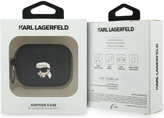 Karl Lagerfeld Aufladestation mit Haken in Schwarz Farbe für Apple AirPods Pro