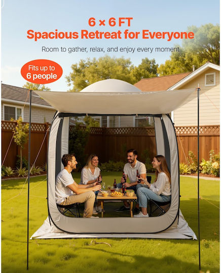 Vevor Beige Camping Tent for 6 People 182.5x182.5x220cm