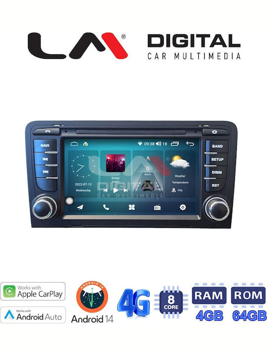 LM Digital Ηχοσύστημα Αυτοκινήτου για Audi A3 2003>2012 (Bluetooth/USB/WiFi/GPS/Apple-Carplay/Android-Auto)