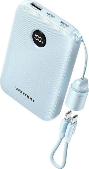 Vention FKAL0-C Power Bank 10000mAh 22.5W με Θύρα USB-A και Θύρα USB-C Γαλάζιο