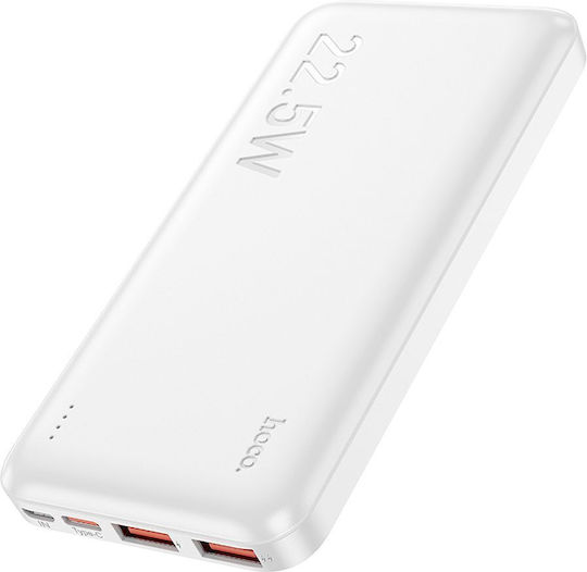 Hoco J101A Astute Power Bank 10000mAh 22.5W с 2 USB-A порта и USB-C порт Power Delivery / Бързо зареждане 3.0 Бял