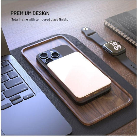 Fixed MagZen 5 Crystal MagSafe Qi2 Power Bank 5000mAh 20W με Θύρα USB-C Power Delivery Ροζ