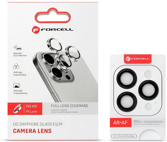 Forcell Camera Protection Tempered Glass Black for the iPhone 15 Pro, iPhone 15 Pro Max