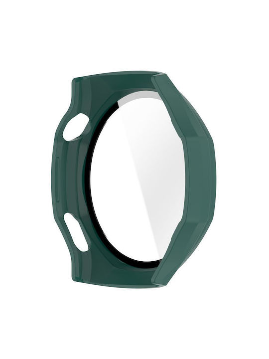 Tempered Glass Film Integrated Plastic Case in Green color for Huawei Watch GT 6 Pro