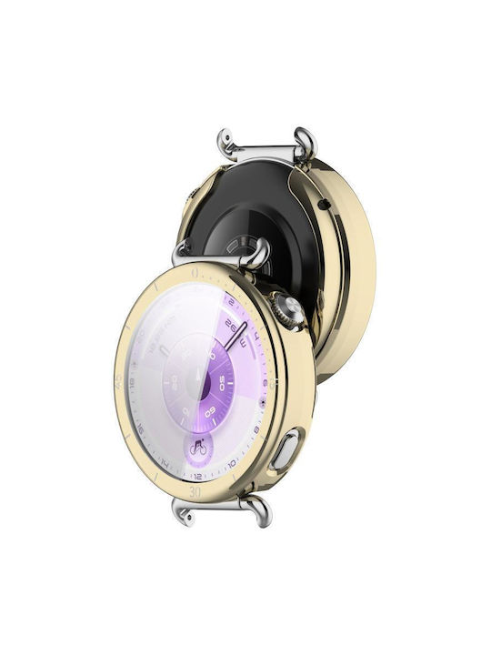 Huawei Watch GT 6 41 Millimeter Scale Style Full Coverage Electroplated Soft TPU Watch Protective Case Light Gold