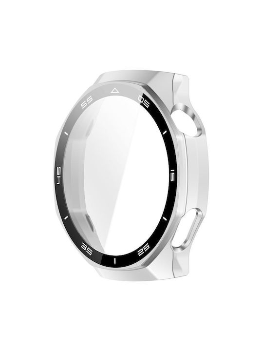 Tempered Glass Film Integrated Plastic Case in Silver color for Huawei Watch GT 6 Pro