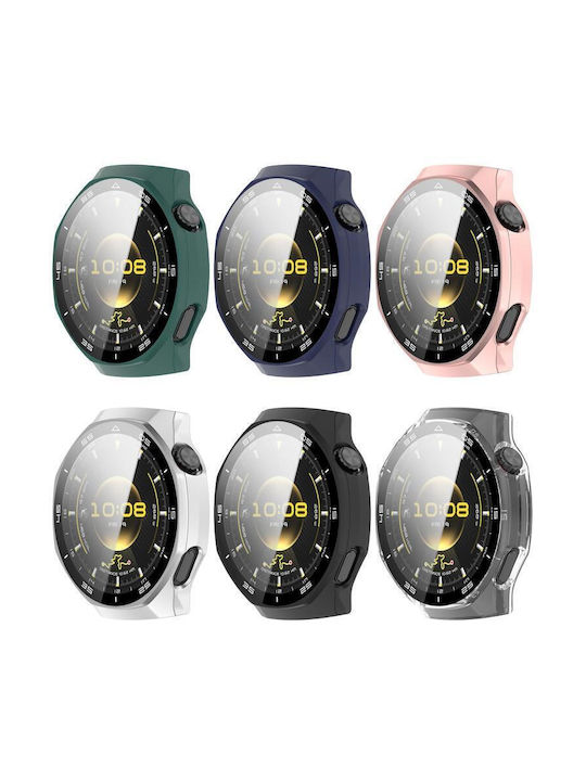Tempered Glass Film Integrated Plastic Case in Silver color for Huawei Watch GT 6 Pro