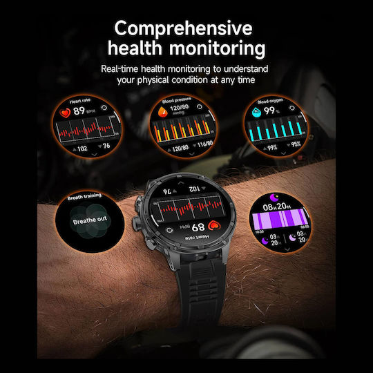 Microwear V99 Smartwatch με Παλμογράφο (Ασημί)