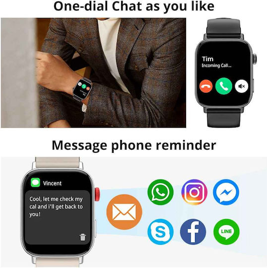 Colmi C8 Max Smartwatch με Παλμογράφο (Ασημί)