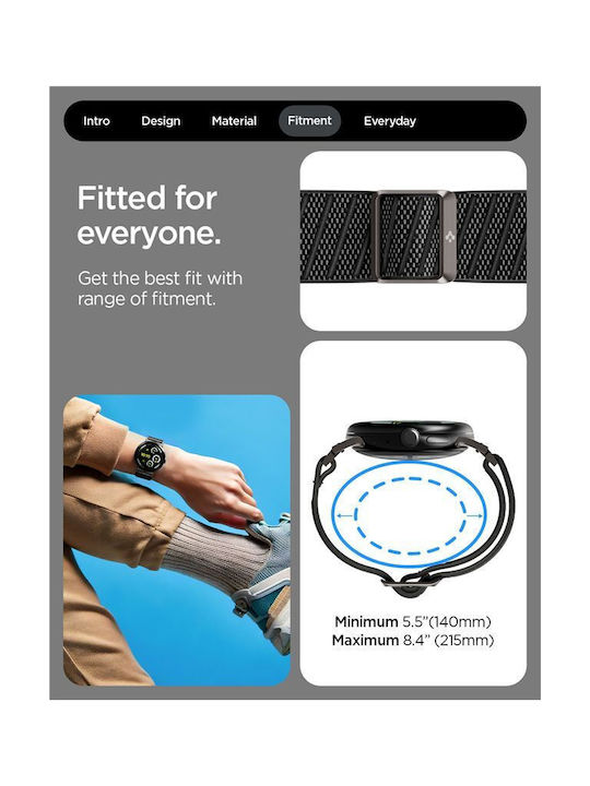 Spigen Λουράκι Υφασμάτινο με Pin Μαύρο (Google Pixel Watch 4, Google Pixel Watch 3)