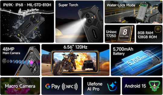 Ulefone RugKing 3 Pro Dual SIM (8/128GB) Ανθεκτικό Smartphone Μαύρο