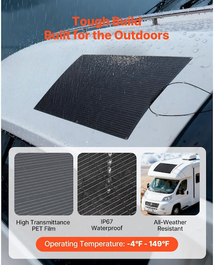 Vevor BRXTYNB1200W9QHMV001Y3 Flexible Monocrystalline Solar Panel 200W 1350x765x20mm