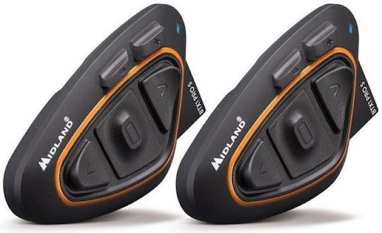 Midland BTX1 Pro Hi-Fi Twin Pack Διπλή Ενδοεπικοινωνία για Κράνος Μηχανής με Bluetooth