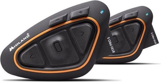 Midland BTX1 Pro Hi-Fi Twin Pack Διπλή Ενδοεπικοινωνία για Κράνος Μηχανής με Bluetooth
