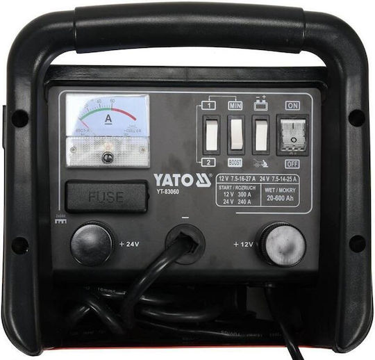 Yato Зарядно Устройство За Батерия За Кола И Камион 12/24V