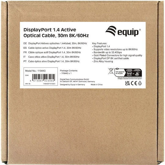 Equip Cable DisplayPort male - DisplayPort male 1.4m Black (119443)