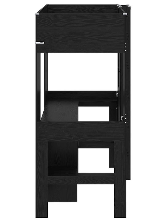 Pat Pentru Copii Cușetă Single Cu Birou Negru Pentru Saltea 100x200cm
