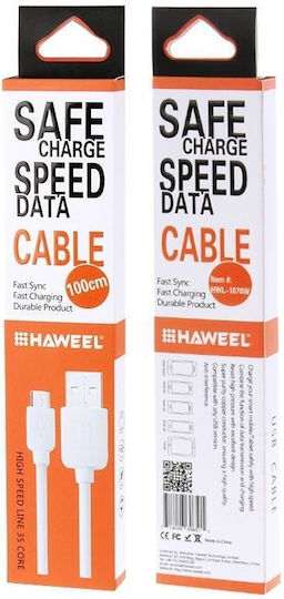 Haweel Regular USB 2.0 spre micro USB Cablu Alb 1m 1buc