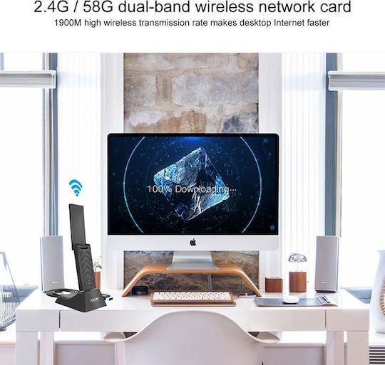 Edup Ep-ac1675 Αντάπτορας Δικτύου USB με Ασύρματη Σύνδεση Wi-Fi 1900Mbps