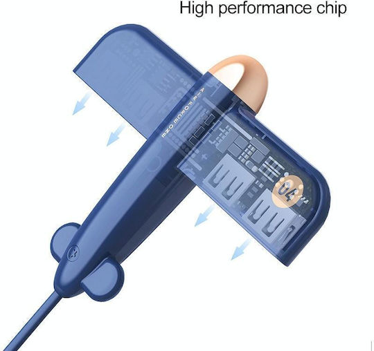 3life-308 Hub 4 Anschlüsse USB 2.0 mit Anschluss an einen Computer USB-A Blau