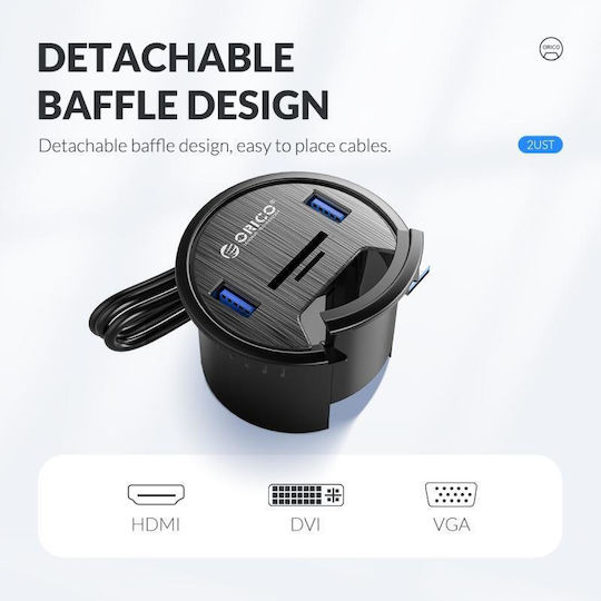 Хъб 4 порта с връзка USB-A Черен