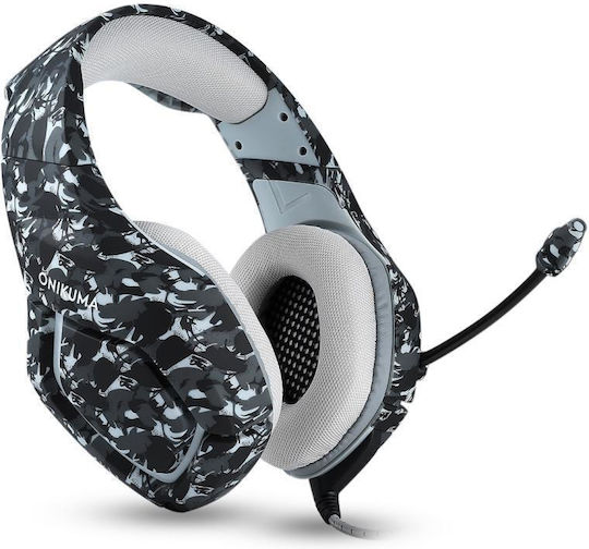 Onikuma K1-B Over Ear Gaming Headset με σύνδεση 3.5mm Γκρι