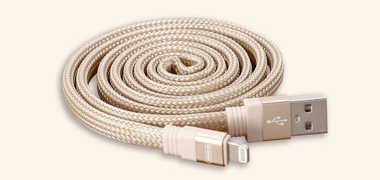 WK Braided / Flat USB to Lightning Cable Μπεζ 1m (WDC-050)