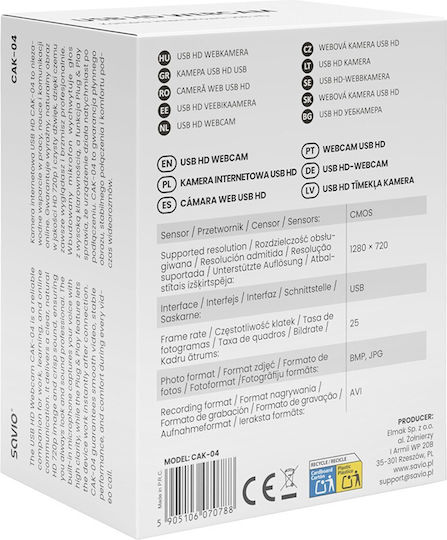 Savio CAK-04 Web Camera HD 720p