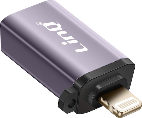 Linq Otg Usb Femelă La Lightning Adaptor Mascul Carabinier Șnur Gri