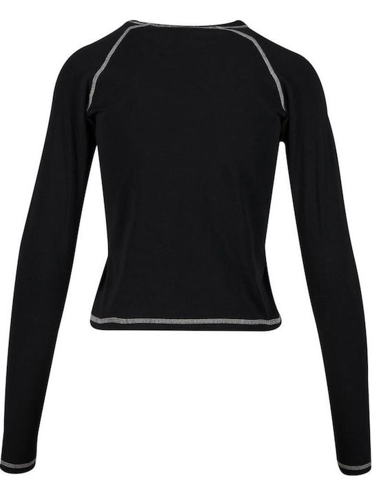 Contrast Damen Bluse Langärmelig Black