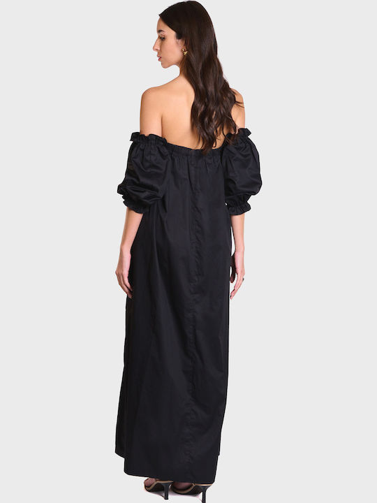 Καλοκαιρινό Maxi Βραδινό Φόρεμα Strapless Black