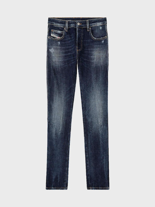 Men's Jeans Pants with Slim Fit Dark Aged Denim